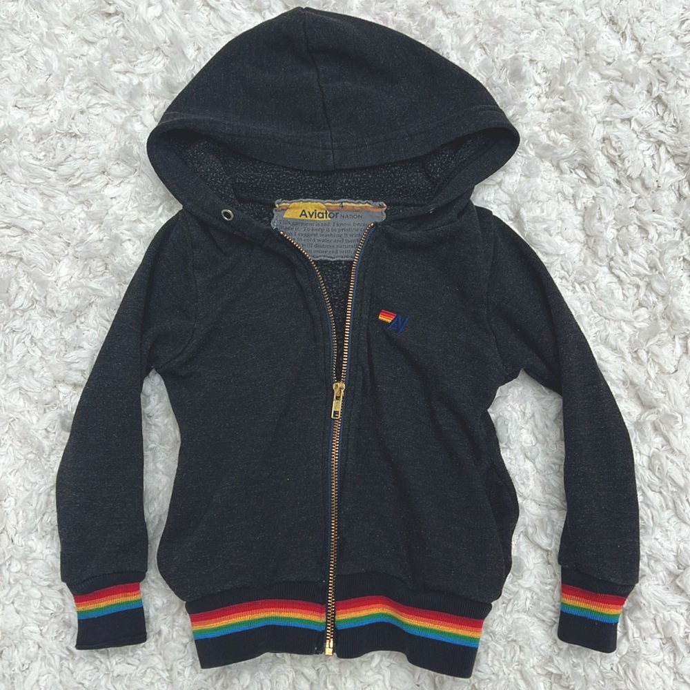 Kids Aviator Nation zip up rainbow zip up hoodie size 4 in great condition.